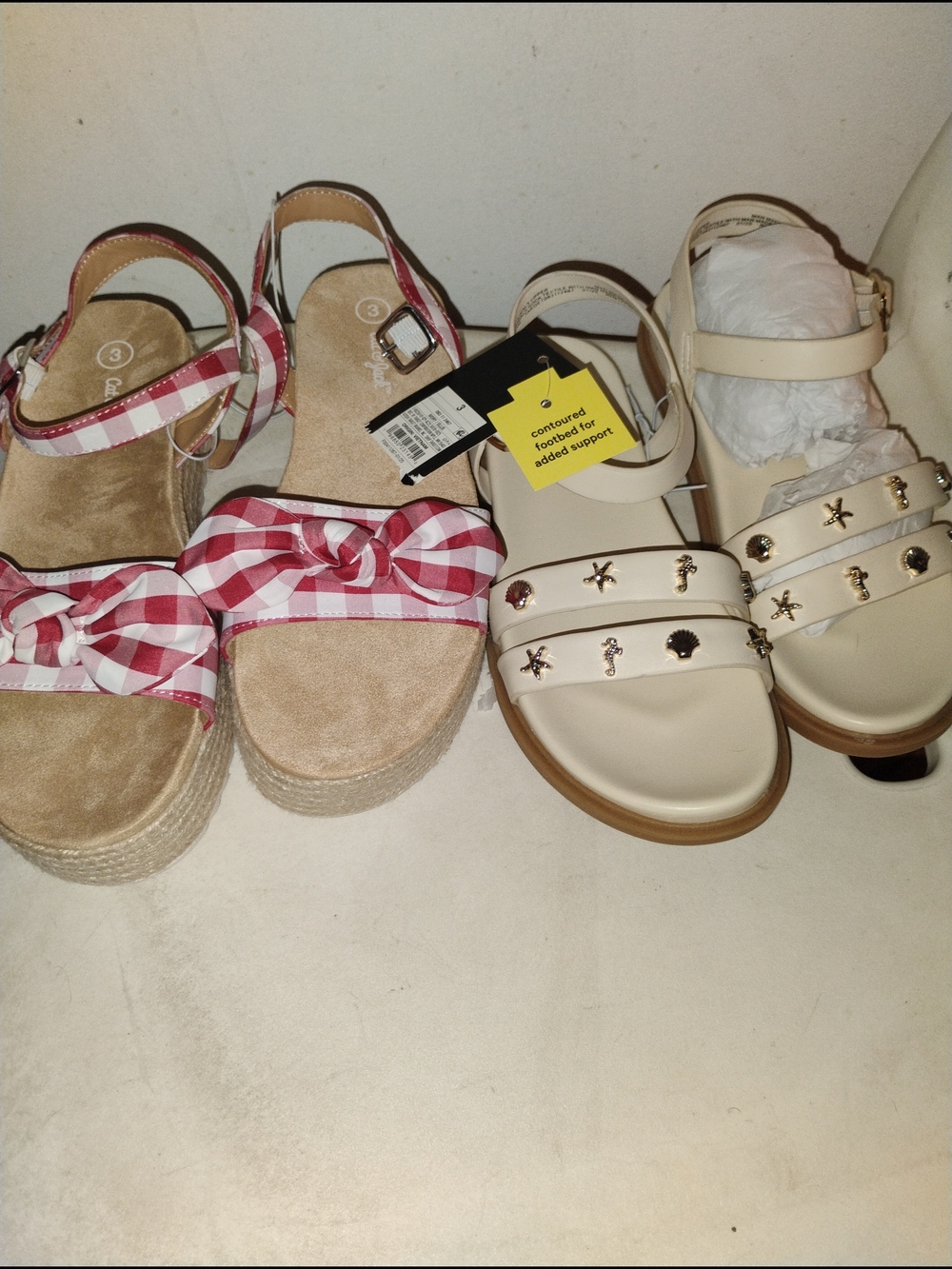Cream Sandals with Gold Star Studs